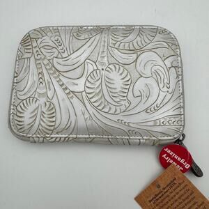 Justin Jewelry Organizer White Western Tooled Zip Case NWT Travel Storage
